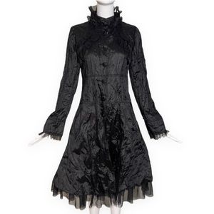 Betsey Johnson Rare Black Gothic Lace Ruffled Trim Coat
